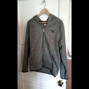 Puma Men's Fleece Hoodie Sm Charcoal Gray Full Zip